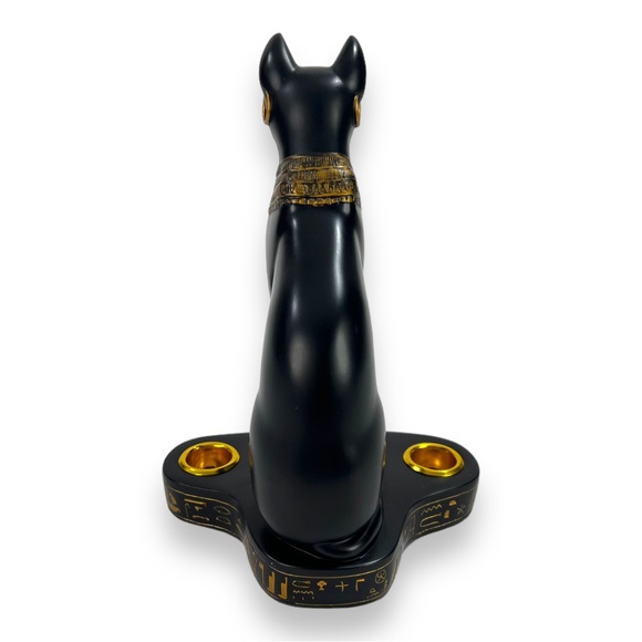 Egyptian Goddess of Fire & Felines Bastet Feline Cat Goddess Altar Candle Holder - Picture 7 of 16